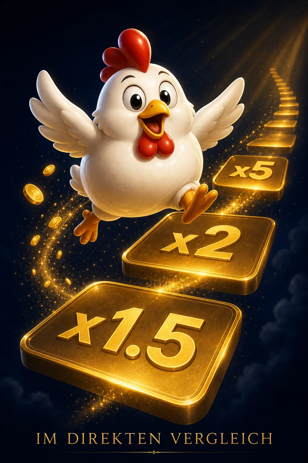 Chicken Road Screenshot - Huhn auf der Strasse mit Multiplikator x3,24 und Cash-Out-Button