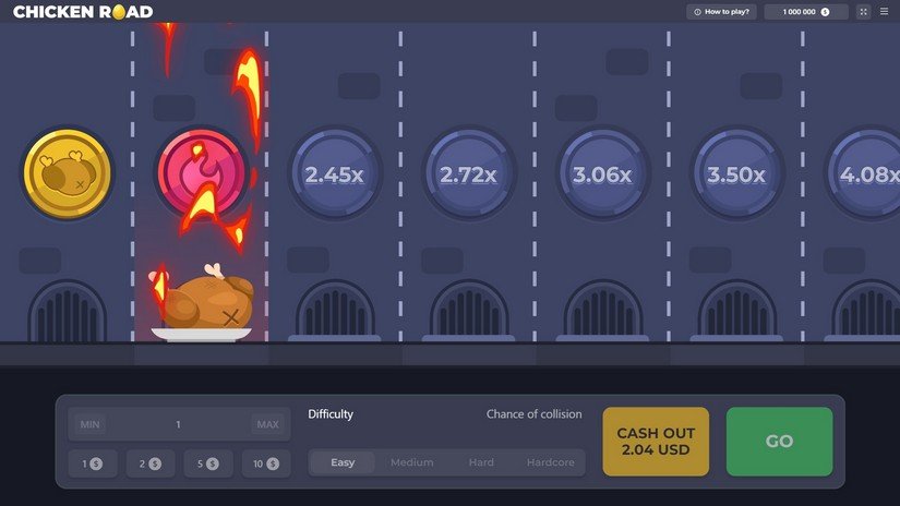 Chicken Road Screenshot 2 - Kollision im Modus Easy bei hoeherem Multiplikator