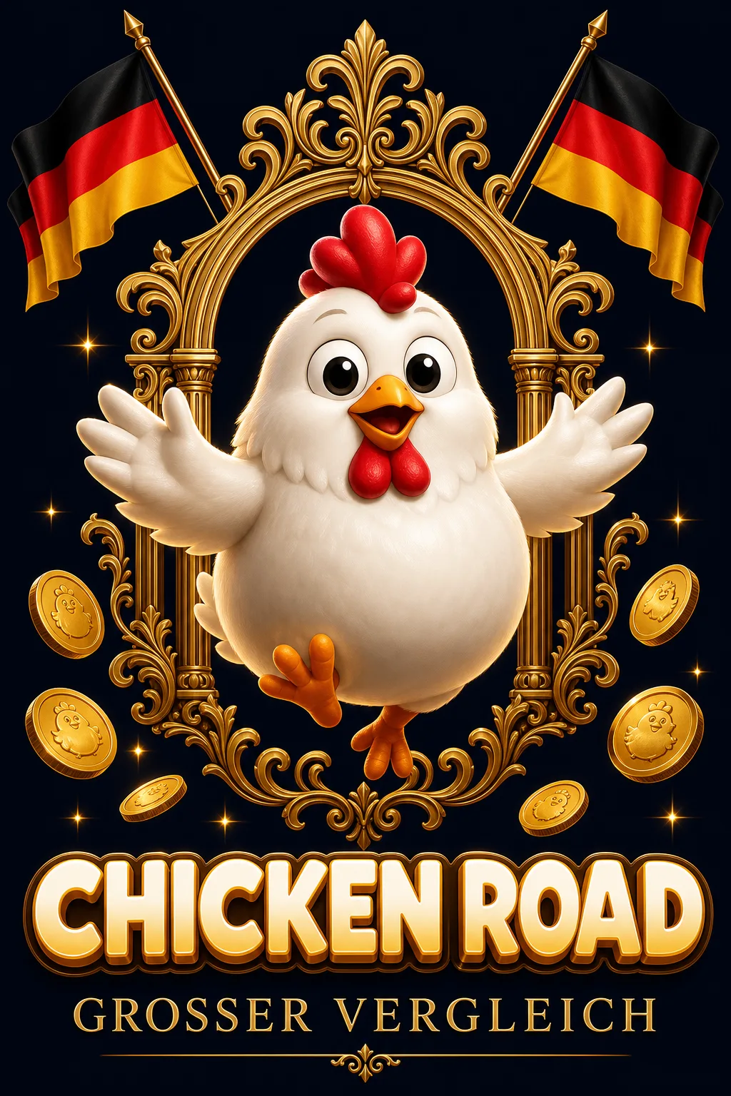 Chicken Road Spiel - Huhn überquert Strasse mit steigendem Multiplikator